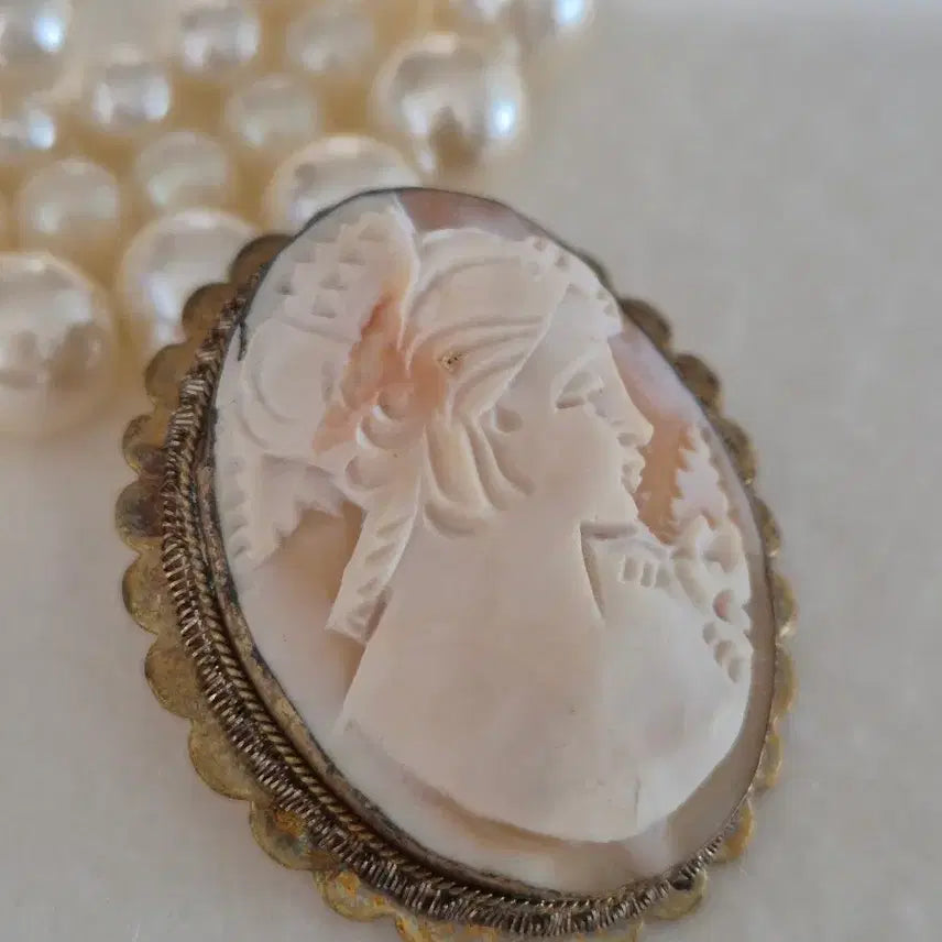 [BUNJANG] Vintage Shell Cameo Brooch/Pendant / 빈티지 쉘카메오 copper