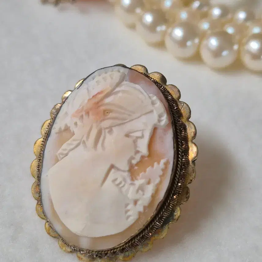 [BUNJANG] Vintage Shell Cameo Brooch/Pendant / 빈티지 쉘카메오 copper