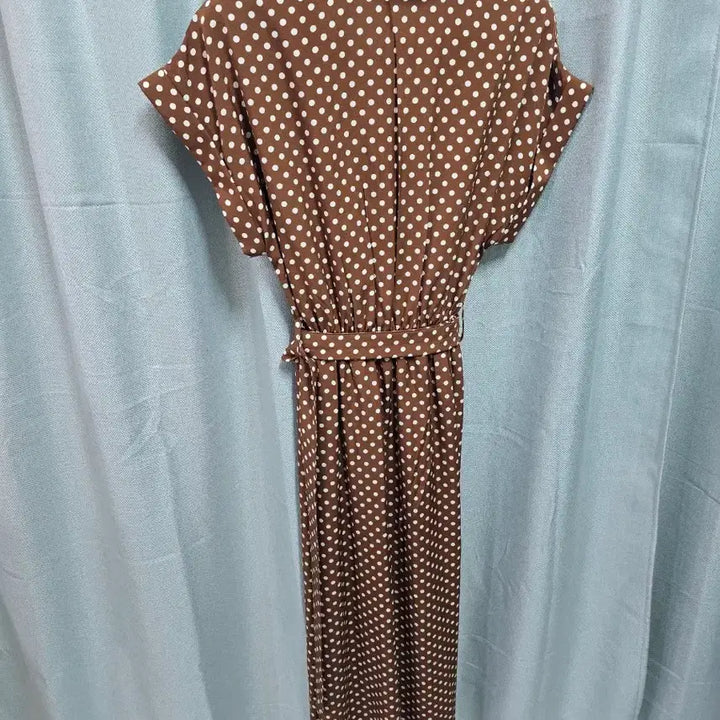 [SOLD OUT] 브라운 도트 벨트  롱원피스 프리