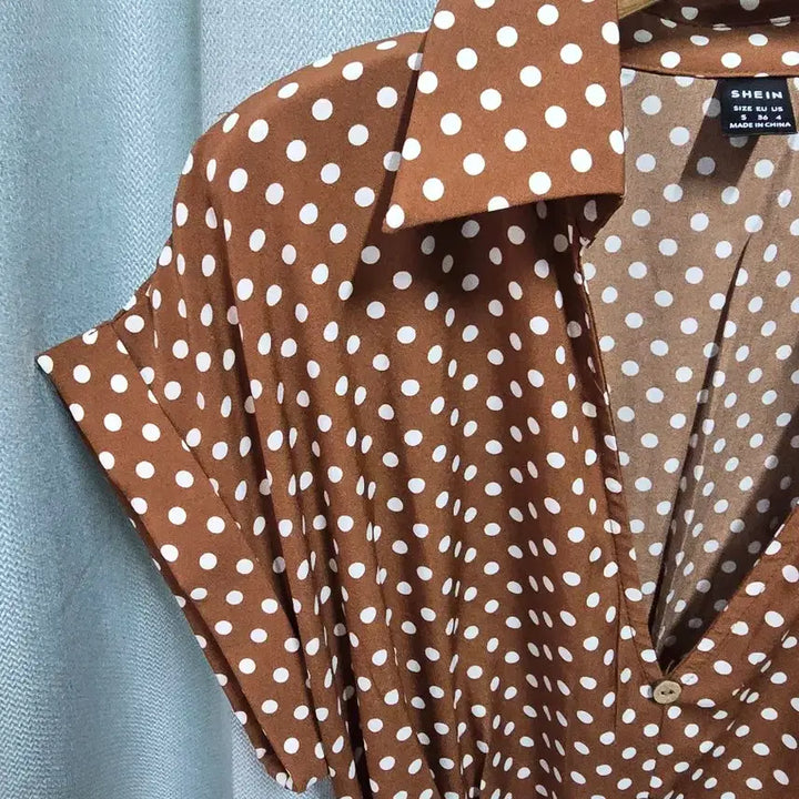 [SOLD OUT] 브라운 도트 벨트  롱원피스 프리