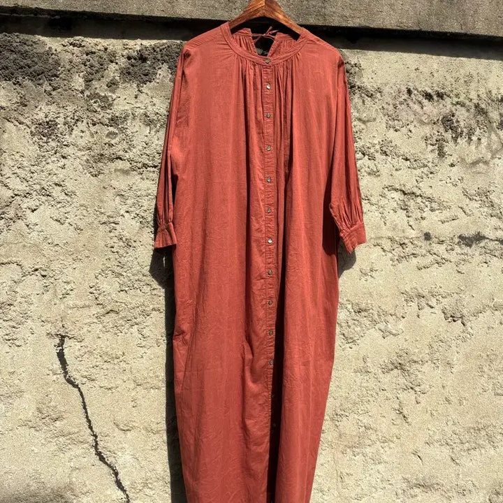 [BUNJANG] Brown Brick Two-Way Shirt Long Dress (New) / 브라운 브릭 투웨이 셔츠 롱 원피스 (새상품)