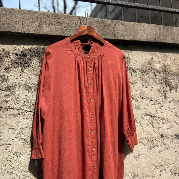 [BUNJANG] Brown Brick Two-Way Shirt Long Dress (New) / 브라운 브릭 투웨이 셔츠 롱 원피스 (새상품)