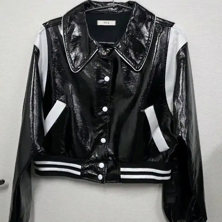 [BUNJANG] 3drting Black Enamel Baseball Jacket / 3drting 블랙 에나멜 야구 점퍼(