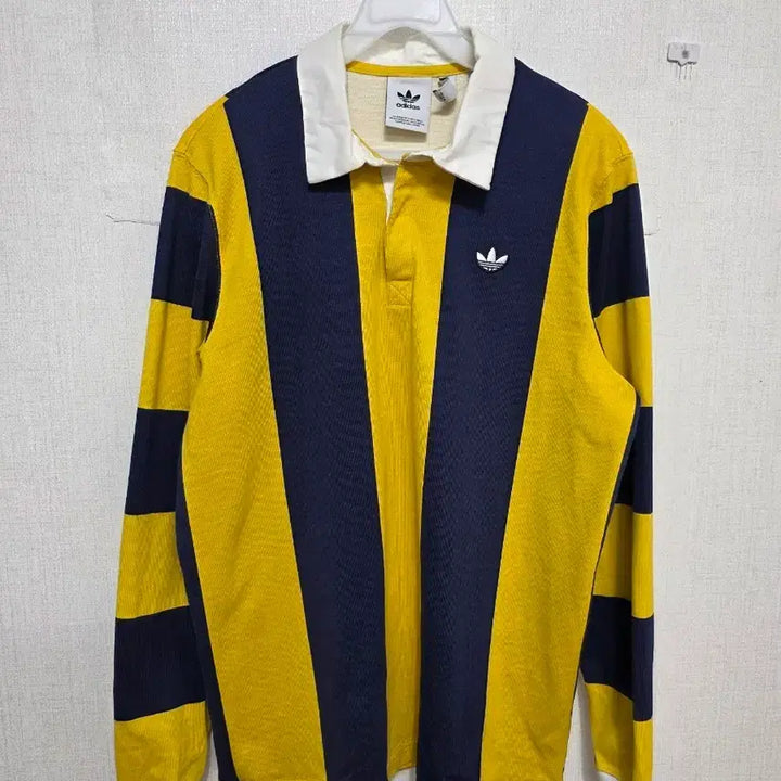 [BUNJANG] Adidas Rugby Shirt - Yellow/Navy Long Sleeve / 아디다스 럭비 셔츠 노랑/네이비 긴팔