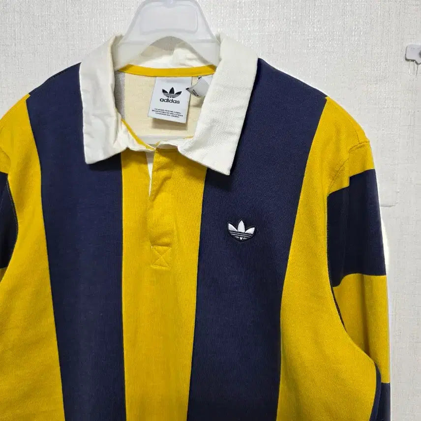 [BUNJANG] Adidas Rugby Shirt - Yellow/Navy Long Sleeve / 아디다스 럭비 셔츠 노랑/네이비 긴팔