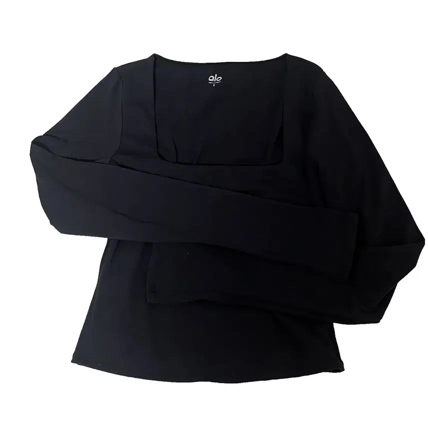 [BUNJANG] Alo Black Square Neck Long Sleeve T-Shirt / 알로 블랙 스퀘어넥 긴팔 티셔츠