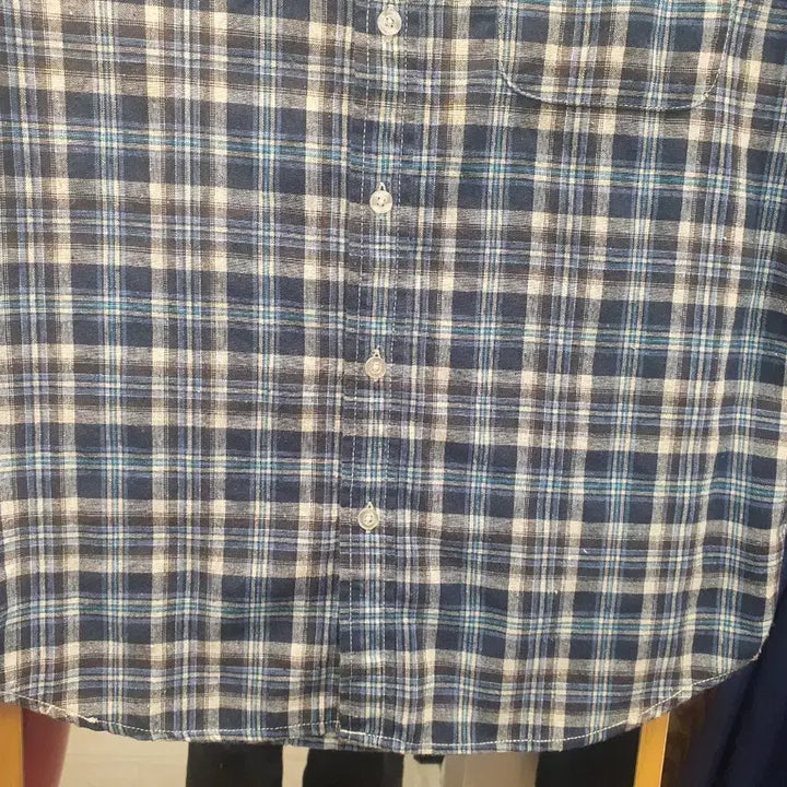 [BUNJANG] Hanjira Vintage Japanese Blue Check Short Sleeve Shirt / [일본 빈티지] Hanjira 체크 반팔 셔츠 (상태 좋음/실측 확인)