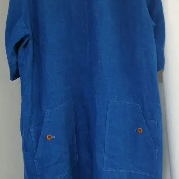 [BUNJANG] Studio Tomboy Blue Linen Short Sleeve Dress / 스튜디오 톰보이 블루 린넨 반팔 원피스