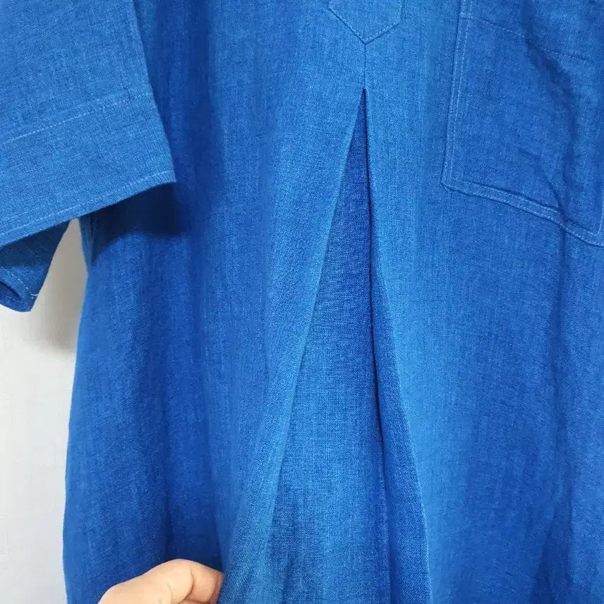 [BUNJANG] Studio Tomboy Blue Linen Short Sleeve Dress / 스튜디오 톰보이 블루 린넨 반팔 원피스