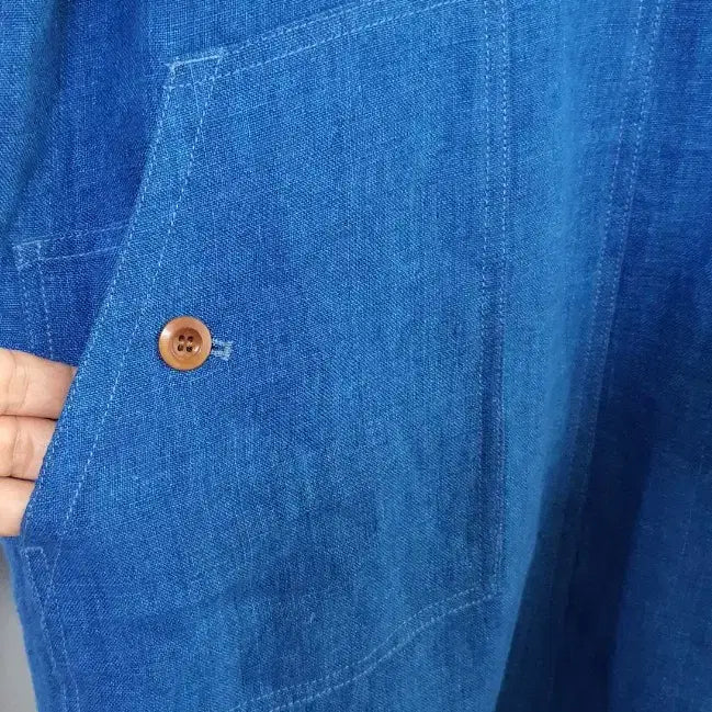 [BUNJANG] Studio Tomboy Blue Linen Short Sleeve Dress / 스튜디오 톰보이 블루 린넨 반팔 원피스