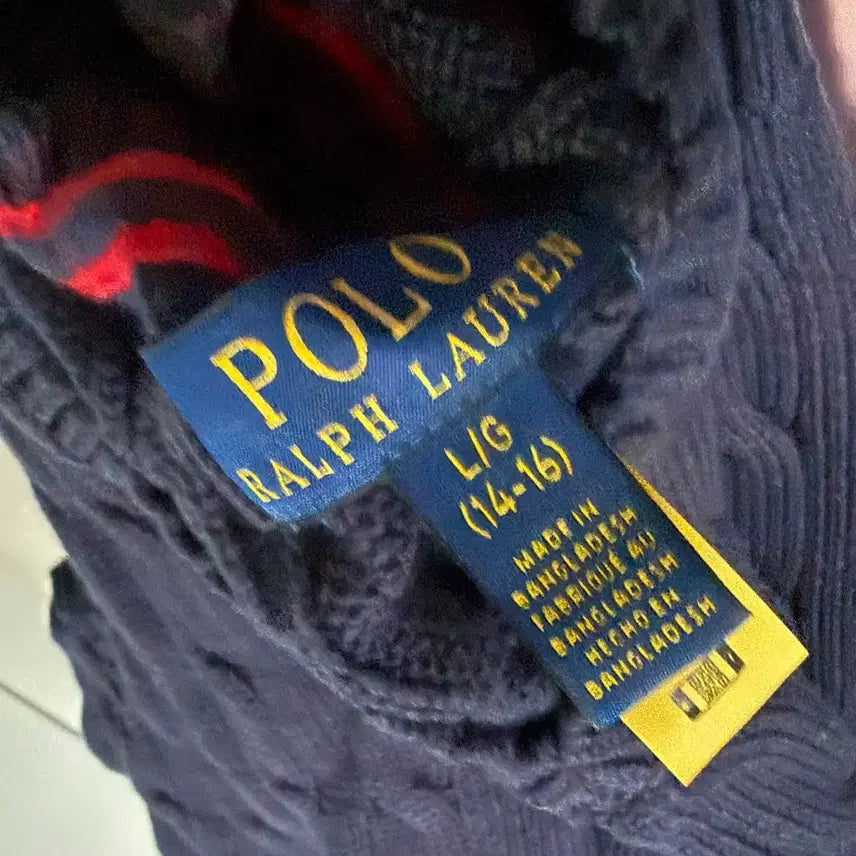 [BUNJANG] Polo Ralph Lauren Boys Cable Knit Vest Navy L / 폴로 랄프로렌 보이즈 케이블 니트 조끼 남색 L
