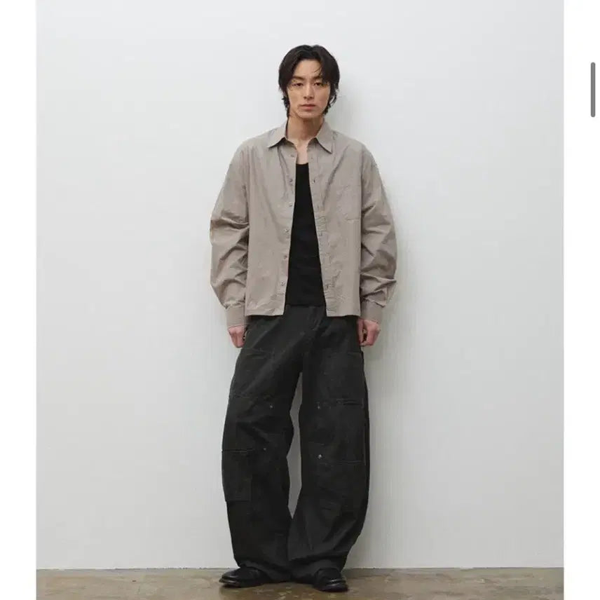 [BUNJANG] Hubs Field Low Crop Shirt Taupe L / 후브스 필드 로우 셔츠 (크롭ver)-타우페 -L