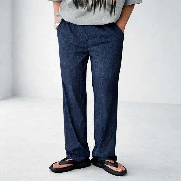 [BUNJANG] FitFlip Ice Denim Straight Bending Pants / 남자 아이스 데님지 스트레이트 밴딩 팬츠 2컬러