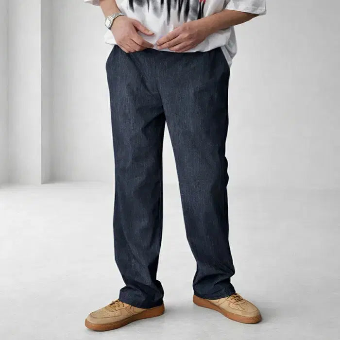 [BUNJANG] FitFlip Ice Denim Straight Bending Pants / 남자 아이스 데님지 스트레이트 밴딩 팬츠 2컬러