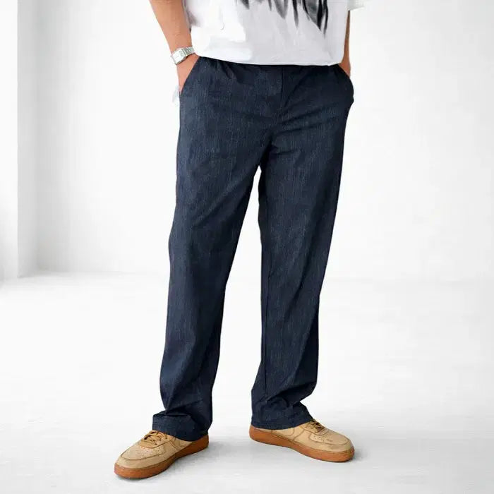 [BUNJANG] FitFlip Ice Denim Straight Bending Pants / 남자 아이스 데님지 스트레이트 밴딩 팬츠 2컬러