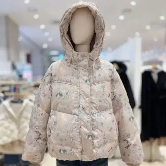 [BUNJANG] Thursday Island Printed Pattern Hooded Down Padded Jacket / 써스데이아일랜드 프린트 패턴 후 드 다운 패딩