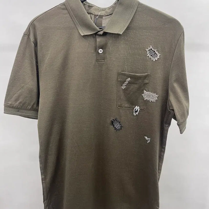 [BUNJANG] System Homme Striped Collar Patch Short Sleeve T-Shirt / 요꼬에리 와펜장식 반팔 티