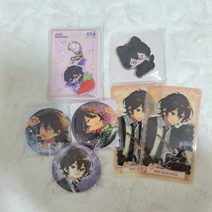 [BUNJANG] Ensemble Stars Sakuma Rei Bundle Set Chibi Can Badge &amp; Keyring / 앙상블스타즈 사쿠마 레이 일괄 치비 캔뱃지 스파오 키링 중스타 코롯토