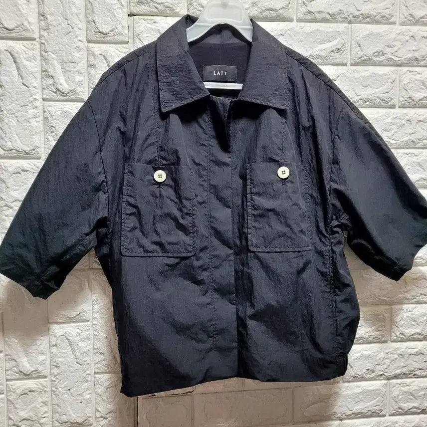 [BUNJANG] LATT Black Short Sleeve Shirt Jacket / 한섬 LATT 래트 블랙 반팔 셔츠 자켓