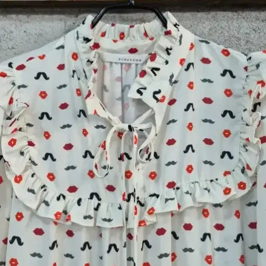 [BUNJANG] Lenibon White Polka Dot Long Dress with Frill Collar / 레니본화이트 땡땡이55 롱원피스 프릴카라