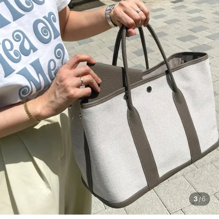 [BUNJANG] Canvas and Leather Handbag / (새상품)천연소가죽 캔버스백(정가9만)골프카드백으로도 굿