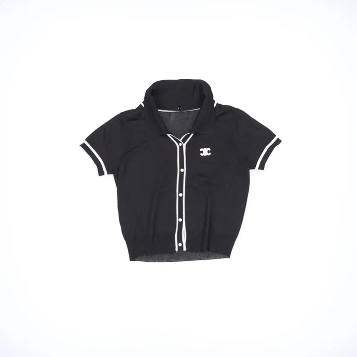 [BUNJANG] Vintage Patch Detail Short Sleeve Knit Top / 실측확인 빈티지 여성 패치 반팔니트 0417H1