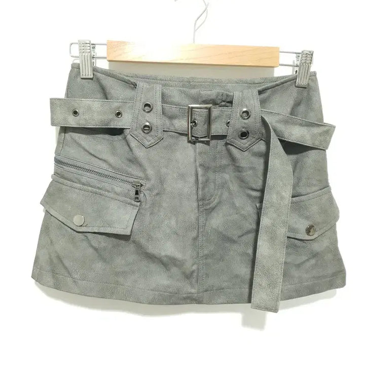 [BUNJANG] Belted Leather Cargo Skirt S / 벨티드 레더 카고 스커트 S_S1694