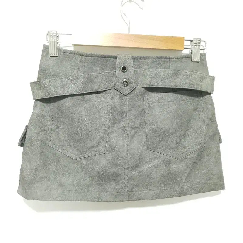 [BUNJANG] Belted Leather Cargo Skirt S / 벨티드 레더 카고 스커트 S_S1694