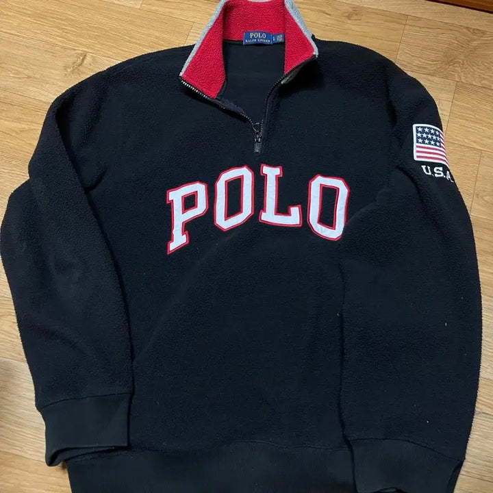 [BUNJANG] Polo Ralph Lauren US Flag Fleece Jacket - Black - Size L / 폴로 성조기 후리스 블랙 L사이즈 (105사이즈)