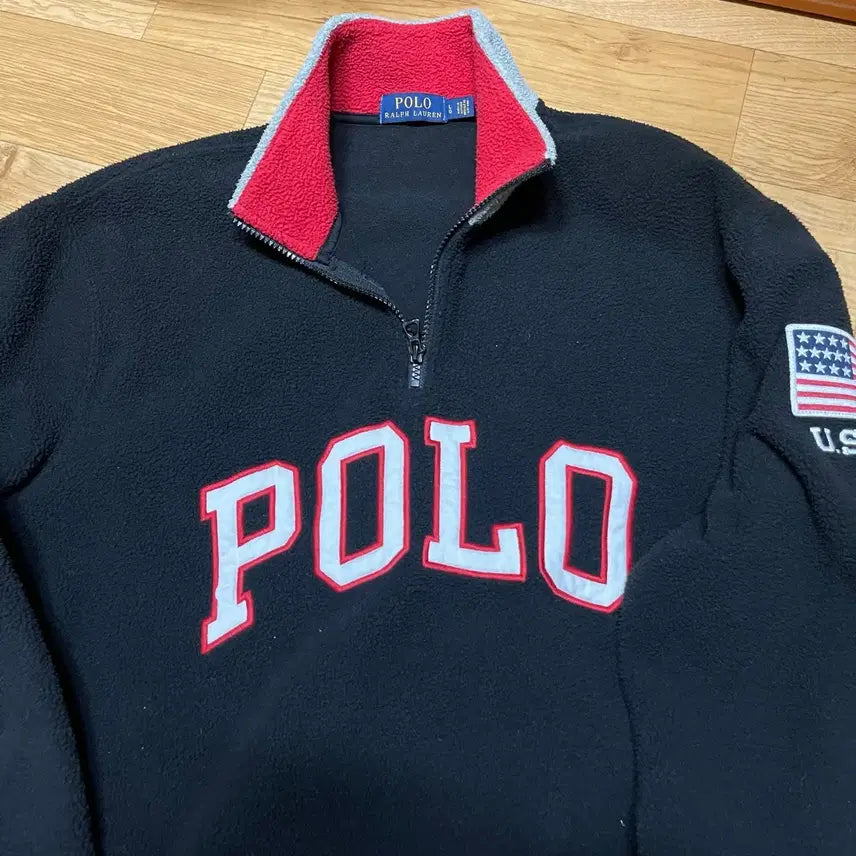 [BUNJANG] Polo Ralph Lauren US Flag Fleece Jacket - Black - Size L / 폴로 성조기 후리스 블랙 L사이즈 (105사이즈)