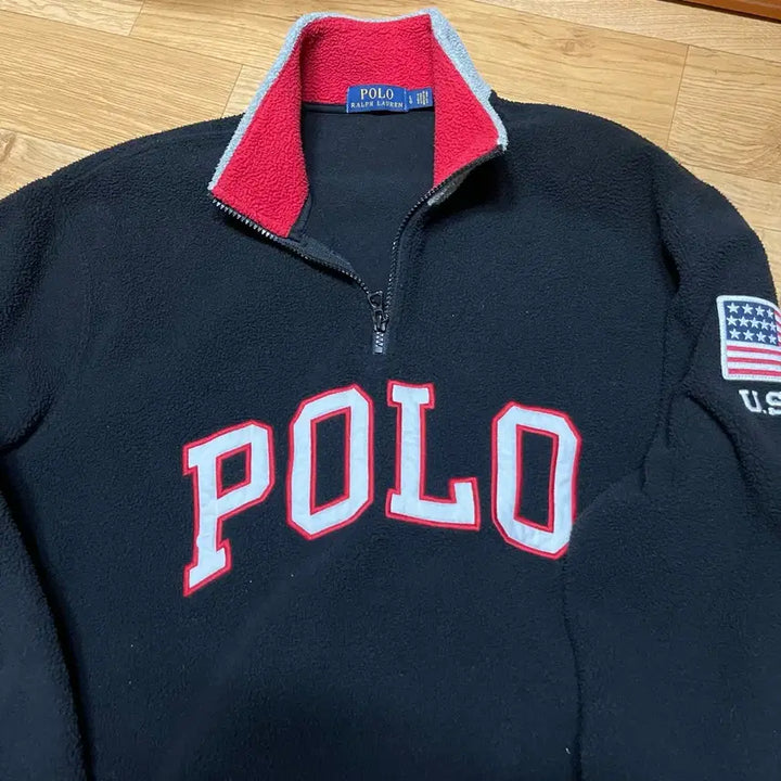 [BUNJANG] Polo Ralph Lauren US Flag Fleece Jacket - Black - Size L / 폴로 성조기 후리스 블랙 L사이즈 (105사이즈)