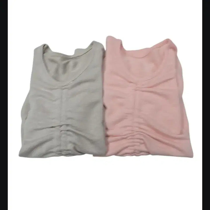 [BUNJANG] Pink Beige Shirred Short Sleeve T-shirt / 핑크 베이지 셔링 반팔 티셔츠