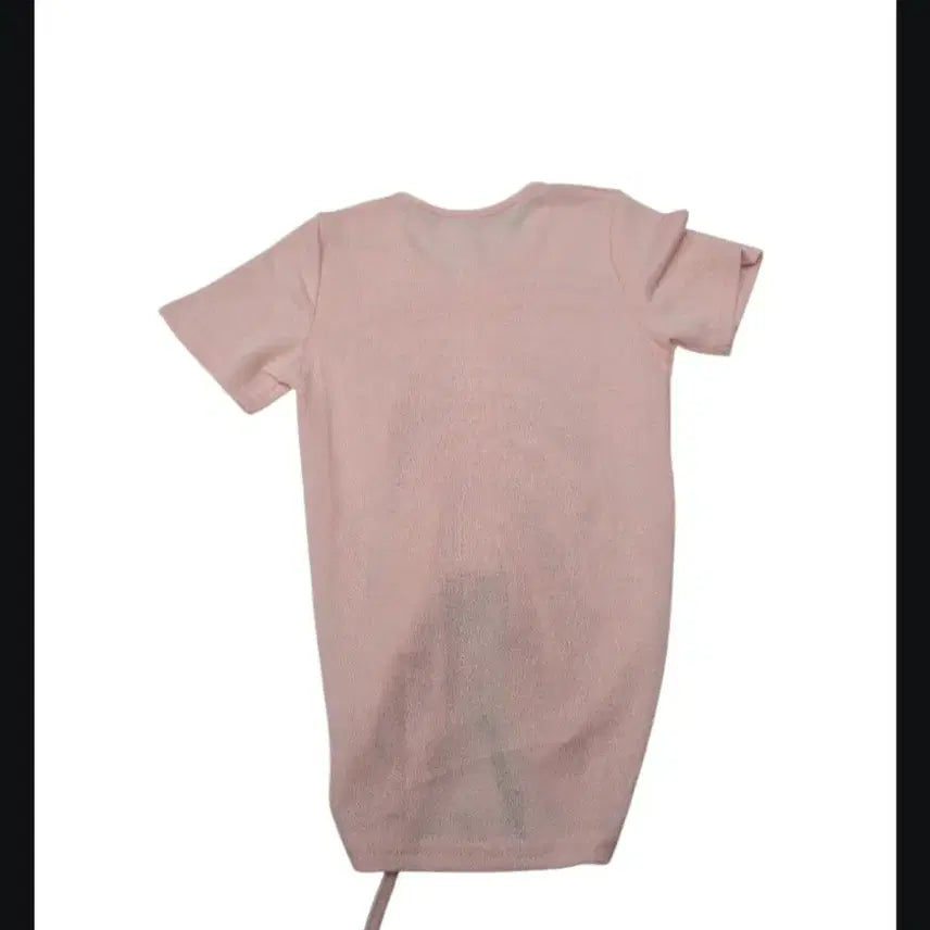 [BUNJANG] Pink Beige Shirred Short Sleeve T-shirt / 핑크 베이지 셔링 반팔 티셔츠