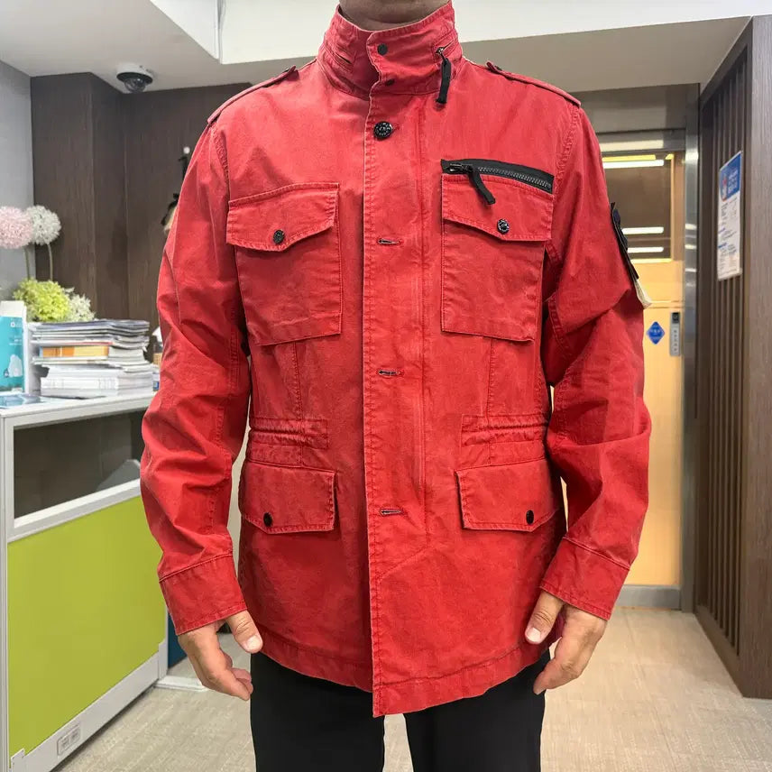 [BUNJANG] Stone Island Red Nylon Windbreaker Jacket / 스톤아일랜드(Stone Island)  레드 컬러 나일론 점퍼