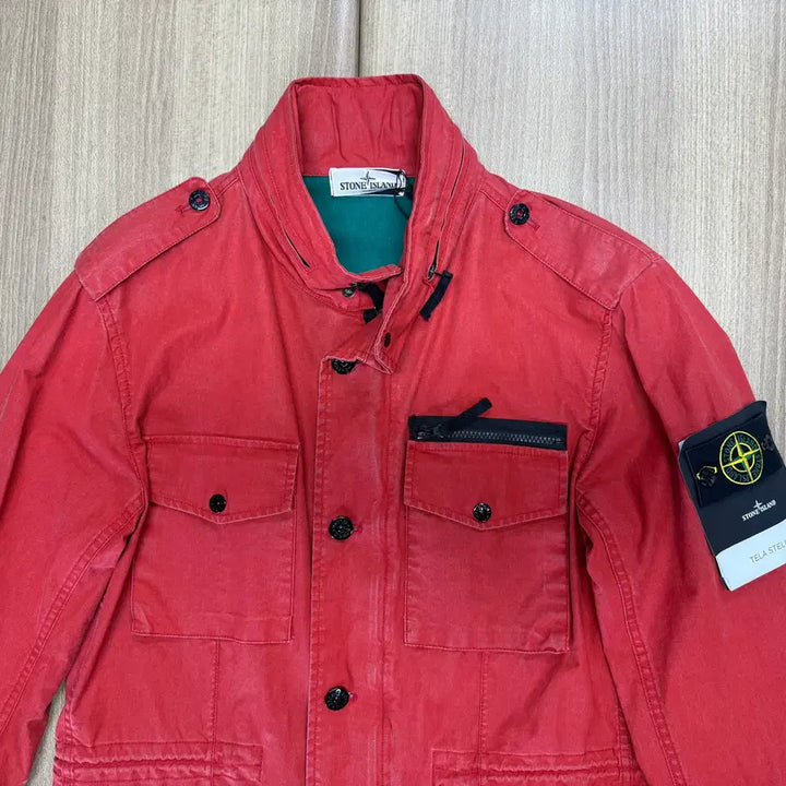 [BUNJANG] Stone Island Red Nylon Windbreaker Jacket / 스톤아일랜드(Stone Island)  레드 컬러 나일론 점퍼