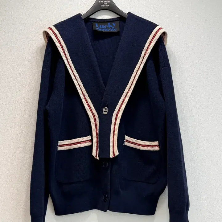 [SOLD OUT] 럭키슈에뜨 네이비 배색 가디건