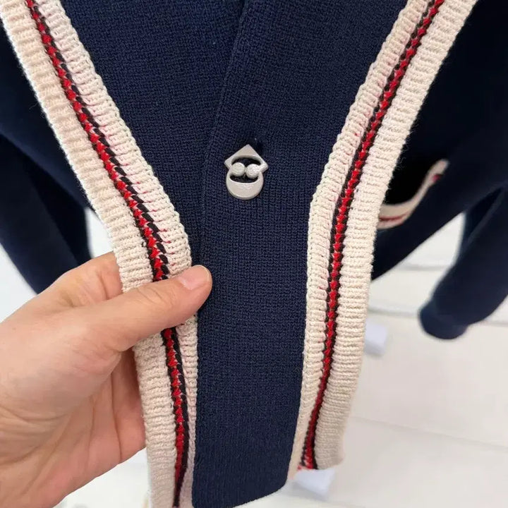 [SOLD OUT] 럭키슈에뜨 네이비 배색 가디건