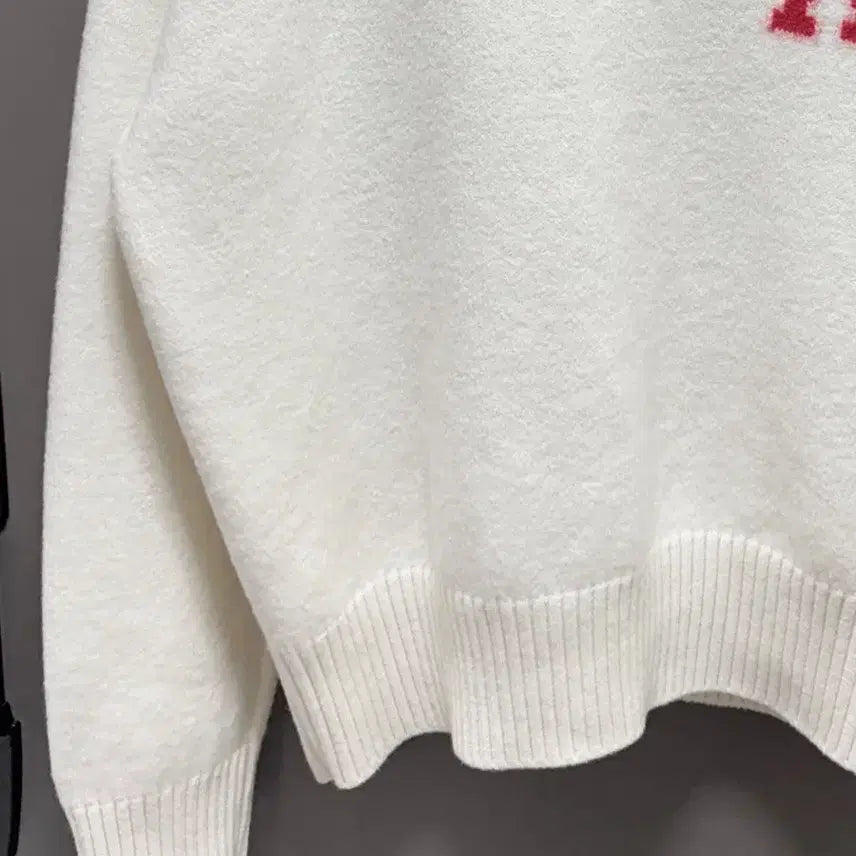 [BUNJANG] Ami Virgin Wool Intarsia Knit Sweater White L / 아미 버진울 인타르시아 니트 화이트 L