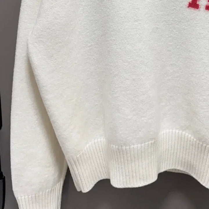 [BUNJANG] Ami Virgin Wool Intarsia Knit Sweater White L / 아미 버진울 인타르시아 니트 화이트 L