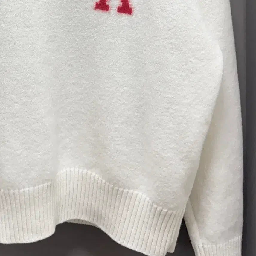 [BUNJANG] Ami Virgin Wool Intarsia Knit Sweater White L / 아미 버진울 인타르시아 니트 화이트 L