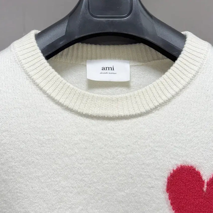 [BUNJANG] Ami Virgin Wool Intarsia Knit Sweater White L / 아미 버진울 인타르시아 니트 화이트 L