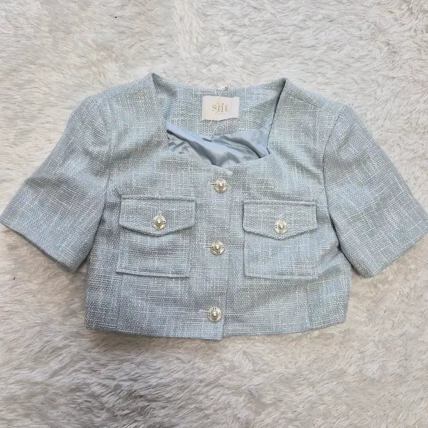 [BUNJANG] SLIT Mint Tweed Short Sleeve Jacket / SLIT. LIMITED 민트 트위드 반팔 자켓 새상품 90