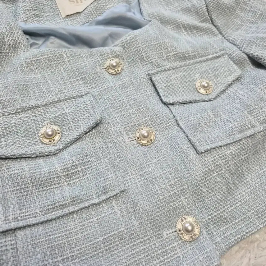 [BUNJANG] SLIT Mint Tweed Short Sleeve Jacket / SLIT. LIMITED 민트 트위드 반팔 자켓 새상품 90