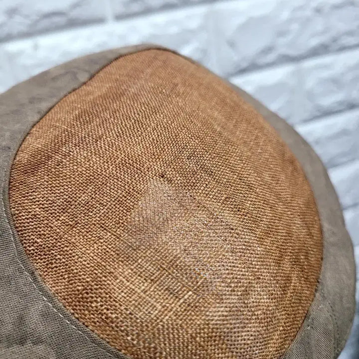[BUNJANG] Natural Dyed Brown Flower Embellished Bucket Hat / 천연염색 브라운 플라워 장식 벙거지 모자