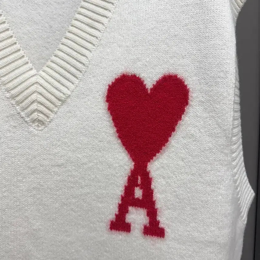[BUNJANG] Ami Virgin Wool Intarsia Knit Vest White L / 아미 버진울 인타르시아 니트 베스트 화이트 L