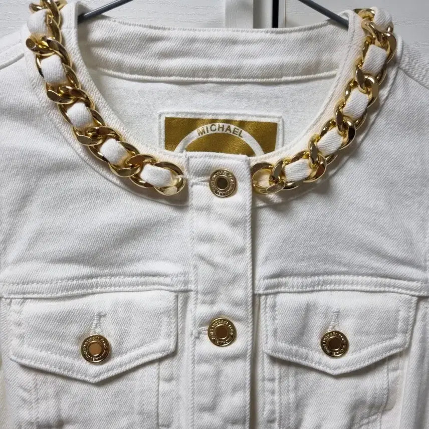 [BUNJANG] Michael Kors Chain Detail White Denim Dress / 마이클코어스 체인 원피스 0사이즈