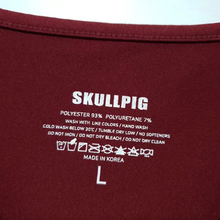 [BUNJANG] Sculpting Pig V-Neck Long T-shirt Cherry Red / 스컬피그 츄잉랩 브이넥 롱티셔츠 체리레드 L_M2546