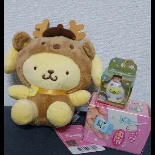 [BUNJANG] Sanrio Pompompurin Figure and Keychain Set / 꽃사슴 폼폼푸린안형키링  과 피규어키링