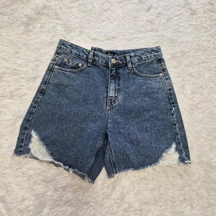 [BUNJANG] Denim Shorts (M) / 진청 4부 데미지 컷팅 데님 숏팬츠M 27