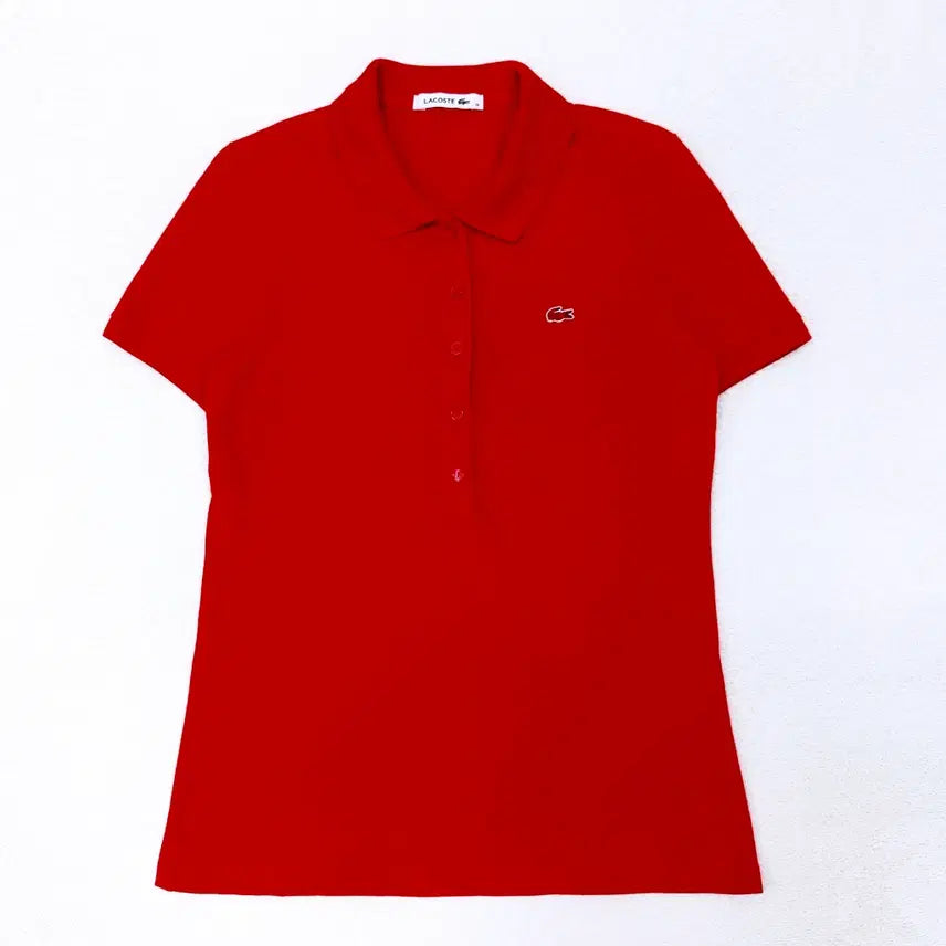 [SOLD OUT] [90] 라코스테 비비드레드 코튼 스판 카라티